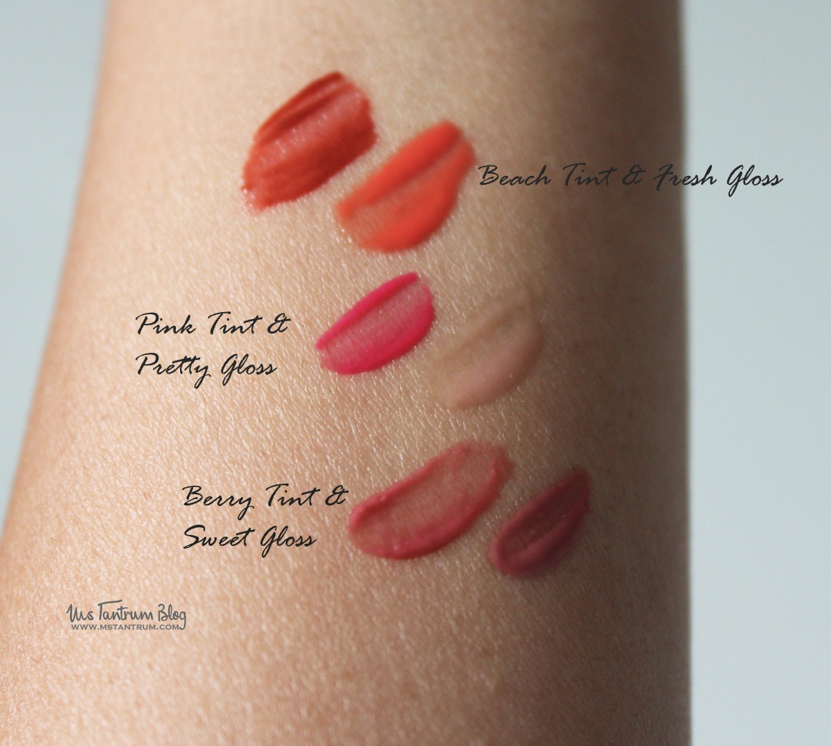 Pixi gel tints & sheer glosses swatches