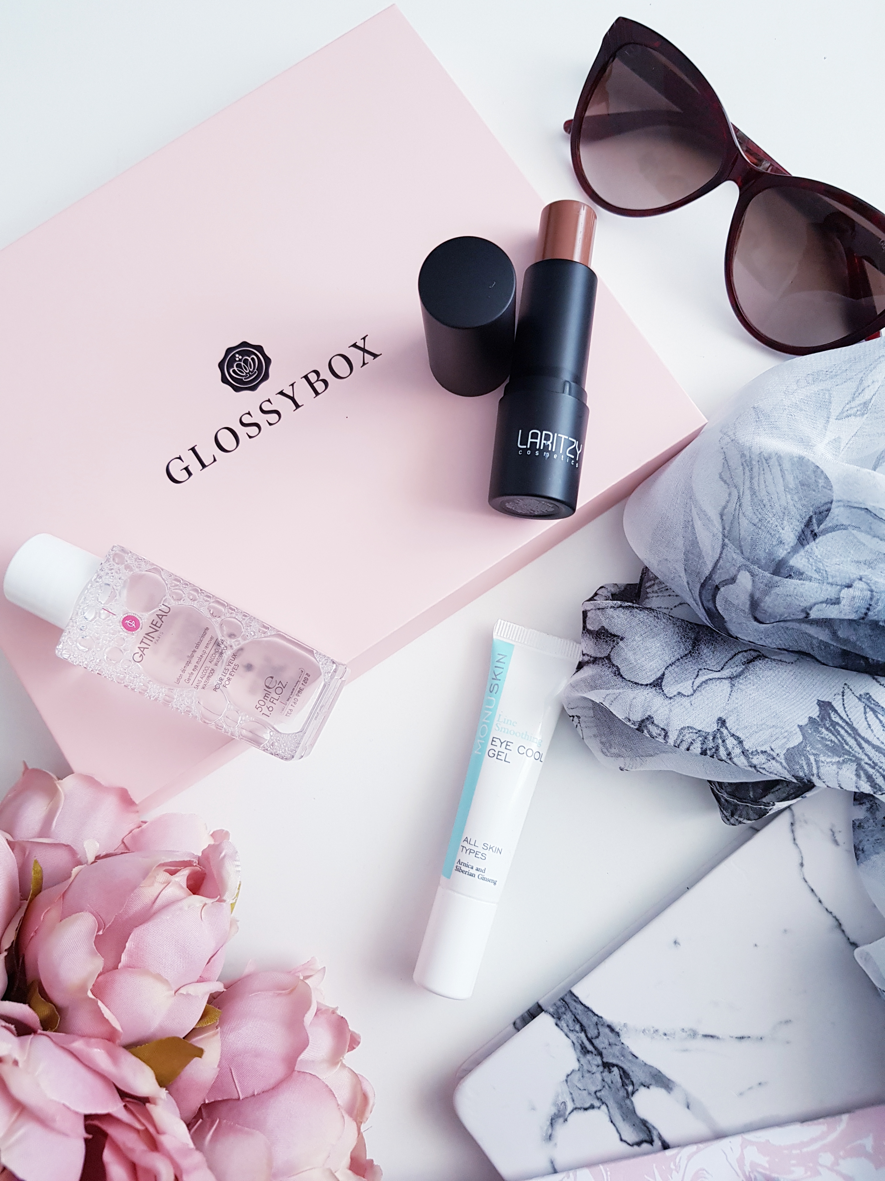 Glossybox French Beauty Essentials - Laritzy bronzing stick, Gatineau makeup remover, Monu skincare eye cool gel - Ms TAntrum Blog