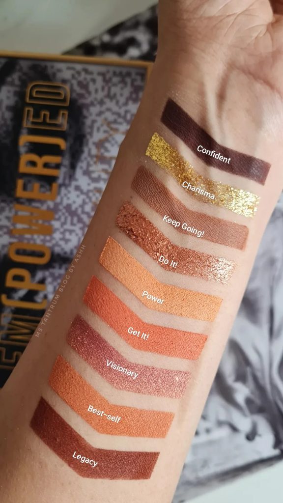 Huda Beauty Empowered palette swatches- Ms Tantrum Blog